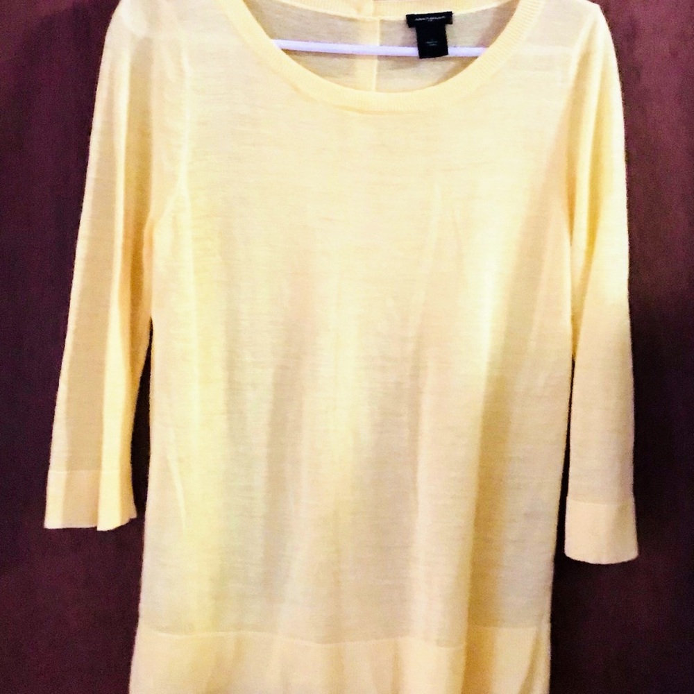 Ann Taylor Loft Yellow 3/4 Sleeve Sweater Lg